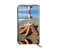 Portefeuille en cuir pour femme et homme avec 12 emplacements pour cartes, motif perroquet tropical, Starfish Lighthouse Beach, One Size