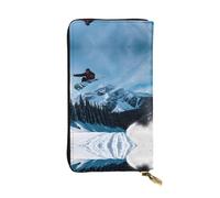 Portefeuille en cuir pour femme et homme avec 12 emplacements pour cartes, motif perroquet tropical, Snowboard, One Size