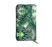 Portefeuille en cuir pour femme et homme avec 12 emplacements pour cartes, portefeuille pour passeport, Feuilles de bananier tropical, One Size