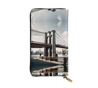 Portefeuille en cuir pour femme et homme - Grand portefeuille avec 12 emplacements pour cartes - Portefeuille pour passeport, Brooklyn Bridge S, One Size
