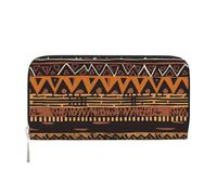 Portefeuille en cuir pour femme, long sac à main africain en tissu boue, style tribal avec 8 emplacements pour cartes de crédit, poche pour pièces de monnaie, noir, taille unique, décontracté, Noir