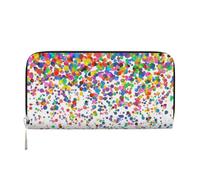 Portefeuille en cuir pour femme - Long sac à main tombant avec confettis - Portefeuille avec 8 emplacements pour cartes de crédit et poche pour pièces de monnaie, noir, taille unique, Noir , Taille