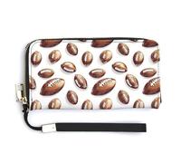 Portefeuille en cuir pour femme - Motif rugby imprimé petit portefeuille pour femme avec fermeture éclair