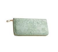 Portefeuille En Cuir Pour Femme - Poche à Monnaie Zippée | Pochette En Cuir Portable,pour Dames Épouses Mères Voyageuses Courses Vacances Bureau Shopping Fêtes Concerts Mariages Soirées, Vert, Se