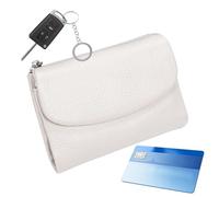 Portefeuille en cuir pour femme - Pochette courte en cuir véritable - Étui fin pour cartes de grande capacité - Design doux et étanche - Portefeuille élégant et compact, Blanc, voir description, Voir