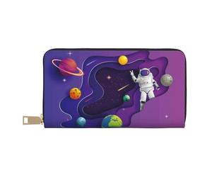 Portefeuille en cuir pour femme, portefeuille multi-cartes, astronaute en mission dans l'espace extra-atmosphérique, porte-monnaie long pour femme