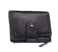 Portefeuille en cuir pour homme - Blocage RFID, design fin à deux volets avec poche pour pièces de monnaie, cuir de vache véritable pour un voyage sécurisé et une utilisation quotidienne, noir,
