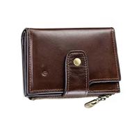 Portefeuille en cuir pour homme - Blocage RFID, design fin à deux volets avec poche pour pièces de monnaie, cuir de vache véritable pour un voyage sécurisé et une utilisation quotidienne, marron,