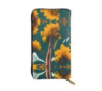 Portefeuille en cuir pour homme et femme Motif cochons dans la ferme Grand portefeuille avec 12 emplacements pour cartes, portefeuille passeport, Arbres ensoleillés des parcs nationaux, One Size