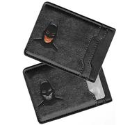Portefeuille en cuir pour homme et femme - Porte-carte avec découpe pour visage, yeux de super-héros pour papa, mari, petit ami - Cadeau parfait pour la fête des pères, un anniversaire et Noël, Noir