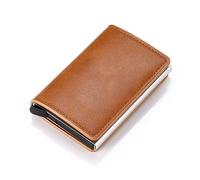 Portefeuille en cuir pour homme et femme - Portefeuille intelligent RFID - Antivol - Petit sac à main - Titulaire de la carte d'identité en métal - Étui fin en cuir PU noir avec clip pour carte