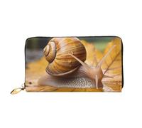 Portefeuille en cuir pour homme et femme - Portefeuille ultra fin avec porte-cartes de crédit - Motif escargot dans les feuilles - Noir - Taille unique, Noir , Taille unique