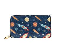 Portefeuille en cuir pour homme et femme - Portefeuille ultra fin avec porte-cartes de crédit - Rocket in Space - Noir - Taille unique, Noir , Taille unique