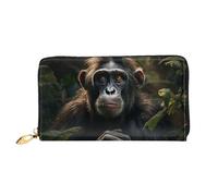 Portefeuille en cuir pour homme et femme - Portefeuille ultra fin avec porte-cartes de crédit - Singe dans la jungle - Noir - Taille unique, Noir , Taille unique