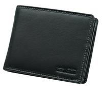 Portefeuille en cuir pour homme - Noir carbone - Avec protection RFID - Nombreux compartiments - Format paysage - En cuir véritable
