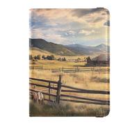 Portefeuille en cuir pour passeport Cowboy Ranch in Montana Grande capacité pour argent et cartes pour homme