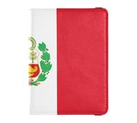 Portefeuille en cuir pour passeport et carte de vaccin avec fente pour carte de vaccination et emplacement pour carte de vaccination pour voyage essentiel étanche, Drapeau du Pérou, 1 size, Moderne