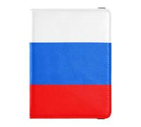 Portefeuille en cuir pour passeport et carte de vaccin avec fente pour carte de vaccination et emplacement pour carte de vaccination pour voyage essentiel étanche, Drapeau de la Russie, 1 size
