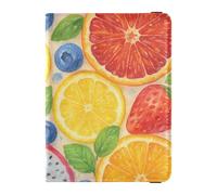 Portefeuille en cuir pour passeport et carte de vaccin avec fente pour carte de vaccination, étui portefeuille pour passeport, étui portefeuille pour voyage essentiel et étanche, Aquarelle Fruits