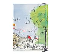 Portefeuille en cuir pour passeport et carte de vaccin avec fente pour carte de vaccination pour homme et femme étanche, Drapeau - Ligné Building Celebration, 1 size, Moderne