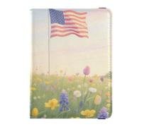 Portefeuille en cuir pour passeport et carte de vaccin - Étanche - Pour homme et femme, Drapeau de champ à 1 fleur, 1 size, Moderne