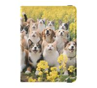 Portefeuille en cuir pour passeport et carte de vaccin - Étanche - Pour homme et femme, Groupe de chiots dans le champ, 1 size, Moderne