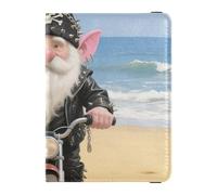 Portefeuille en cuir pour passeport et carte de vaccin - Étanche - Pour homme et femme, Nain de motard par mer, 1 size, Moderne