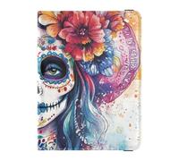 Portefeuille en cuir pour passeport et carte de vaccin Mexican Day of Dead Beautiful Lady pour femme, Mexican Day of Dead Beautiful Lady, 1 size