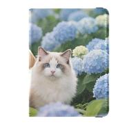 Portefeuille en cuir pour passeport et carte de vaccin - Organiseur de documents de voyage - Avec fente pour carte de vaccin - Étanche, Chiens dans Hortensia Garden, 1 size, Moderne