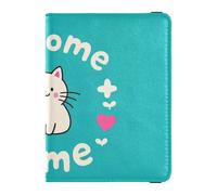 Portefeuille en cuir pour passeport et carte de vaccin, organiseur de documents de voyage, étui de protection pour passeport pour homme et femme, étanche, Welcome Home Cute Cartoon Cat 5, 1 size