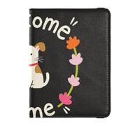 Portefeuille en cuir pour passeport et carte de vaccin, organiseur de documents de voyage, étui de protection pour passeport pour homme et femme, étanche, Welcome Home Cute Cartoon Dog4, 1 size