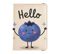 Portefeuille en cuir pour passeport et carte de vaccin, organiseur de documents de voyage, housse de passeport avec blocage RFID pour homme et femme, étanche, Bonjour Cartoon mignon bleuet bleu, 1