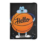 Portefeuille en cuir pour passeport et carte de vaccin, organiseur de documents de voyage, housse de passeport avec blocage RFID pour homme et femme, étanche, Bonjour Cartoon mignon ballon de basket