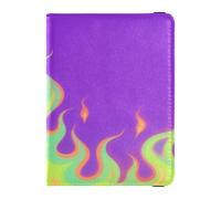 Portefeuille en cuir pour passeport et carte de vaccin - Portefeuille de voyage avec fente pour carte de vaccin pour homme et femme - Étanche, Flamme froide fluorescente violette, 1 size, Moderne