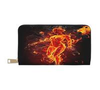 Portefeuille en cuir pour pièces de monnaie Happy Corgi Dog Sac de rangement en cuir avec fermeture éclair pour femmes, hommes, enfants, Fire Nude Woman Flame, Leather Wallet, Pochette à monnaie