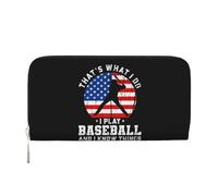 Portefeuille en cuir PU avec citations de baseball disant « C'est ce que je fais » avec drapeau américain pour femmes et hommes, porte-cartes de crédit, pochette longue, porte-monnaie à fermeture écla