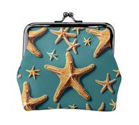 Portefeuille en cuir PU avec imprimé étoile de mer de plage - Mini pochette pour rouge à lèvres et changement de clés