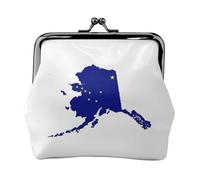 Portefeuille en cuir PU avec motif carte de l'État de l'Alaska - Mini pochette pour rouge à lèvres - Pour ranger le changement de clés