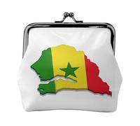 Portefeuille en cuir PU avec motif carte du drapeau du Sénégal - Mini pochette pour rouge à lèvres - Pour ranger les clés et le changement de rouge à lèvres