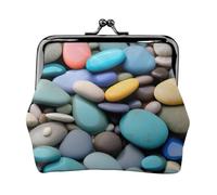 Portefeuille en cuir PU avec motif galets colorés imprimés - Mini pochette pour rouge à lèvres, changement de clés