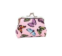Portefeuille en Cuir PU avec Serrure à Baiser, en Polyester, Clip de Coque coloré, Porte-Monnaie, Petite Pochette imprimée Papillon, Maquillage