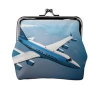 Portefeuille en cuir PU imprimé avions avec fermeture à glissière pour rouge à lèvres et changement de clés