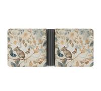 Portefeuille en cuir PU, portefeuille imprimé souris et feuilles avec plusieurs fentes portefeuille élégant portefeuille d'affaires portefeuille de voyage portefeuille à deux volets, style, taille