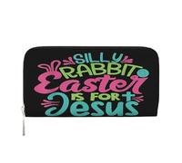 Portefeuille en Cuir PU pour Femme et Homme, Motif Lapin de Pâques, Motif Amusant et Idiot, Motif Pâques, pour Cartes de crédit, Fermeture éclair