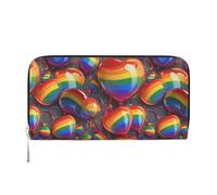 Portefeuille en Cuir PU pour Femmes et Hommes, Motif Arc-en-Ciel LGBT, Porte-Cartes à Fermeture éclair, Pochette Longue