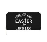 Portefeuille en Cuir PU pour Femmes et Hommes, Motif Lapin Idiot, Pâques est pour Jésus, Porte-Cartes de crédit, Pochette Longue, Fermeture éclair Autour des Portefeuilles