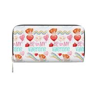 Portefeuille en Cuir PU pour la Saint-Valentin, Motif « Be My Valentine », pour Femmes et Hommes, Porte-Cartes de crédit, Pochette Longue, Fermeture éclair