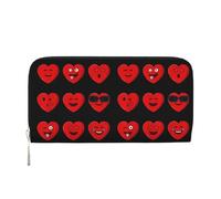 Portefeuille en Cuir PU pour la Saint-Valentin, Motif cœurs et Visages Idiots, pour Femmes et Hommes, Porte-Cartes de crédit, Pochette Longue, Porte-Monnaie à Fermeture éclair