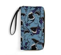 Portefeuille en cuir requin blanc bleu à gueule ouverte pour femme, style t