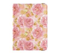 Portefeuille en cuir rose doré rose pour passeport et carte de vaccin - Organiseur de documents de voyage - Avec fente pour carte de vaccin - Étanche, Rose Or Rose Saint-Valentin, 1 size